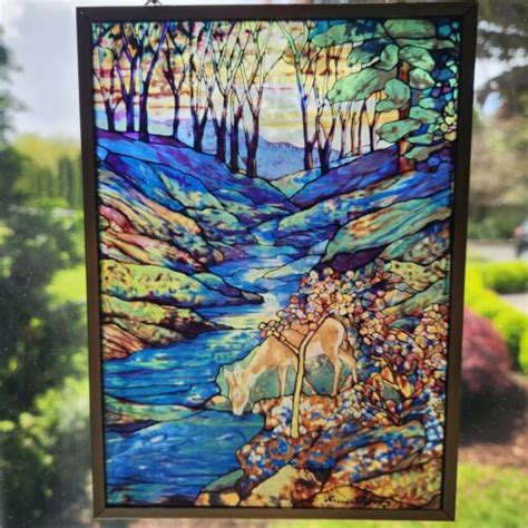 Glassmasters Louis Comfort Tiffany Fawn Stained Glass Window Suncatcher Ebay