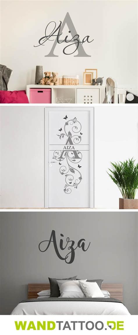 Wandtattoo Aiza Als Namensschild Monogramm Oder Verschnörkelte Schrift