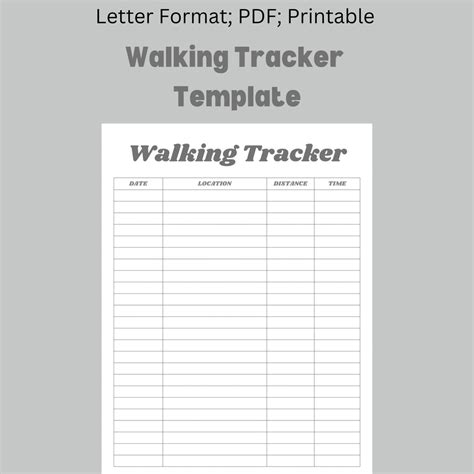 Printable Walking Tracker Walking Journal Walking Log Daily Exercise