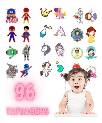 Tatuagem Tempor Ria Infantil Menina Menino Tatoos Kit Mercadolivre