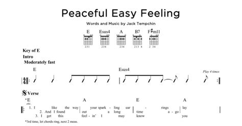 Peaceful Easy Feeling Guitar Lead Sheet Print Sheet Music Now