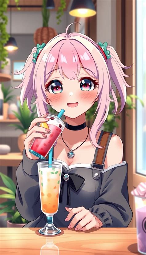 Cute Anime Girl Drinking Boba Wallpapers Wallpapersafari