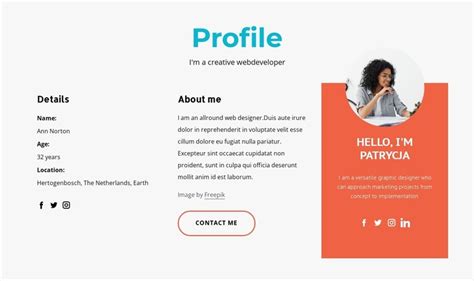 Creative designer profile HTML Template