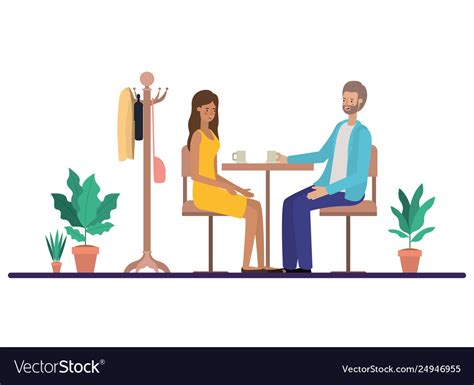 Couple Drinking Coffee In Living Room Royalty Free Vector