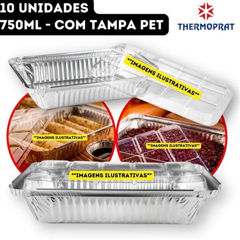 Bandeja Marmita Marmitex Alumínio Retangular Descartável Tampa Pet