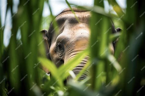 Premium Photo Asian Elephant Peering Through Jungle Brush