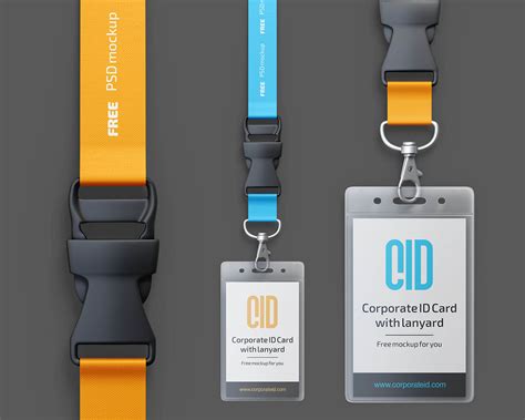 Free Corporate Id Card Lanyard Holder Mockup Psd Set Good Mockups