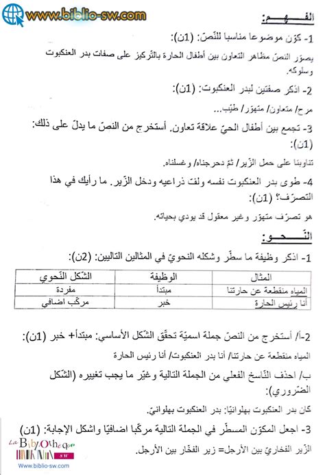 سابعة أساسي فرض مراقبة عدد 2 في دراسة النصّ الإصلاح