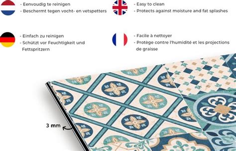 Spatscherm Keuken X Cm Kookplaat Achterwand Bloemen Blauw