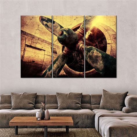 Grunge Airplane Propeller Wall Art In 2021 Vintage Airplane Wall Art