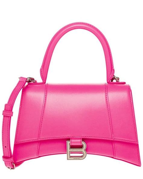 Balenciaga Hourglass Small Leather Bag In Pink Lyst