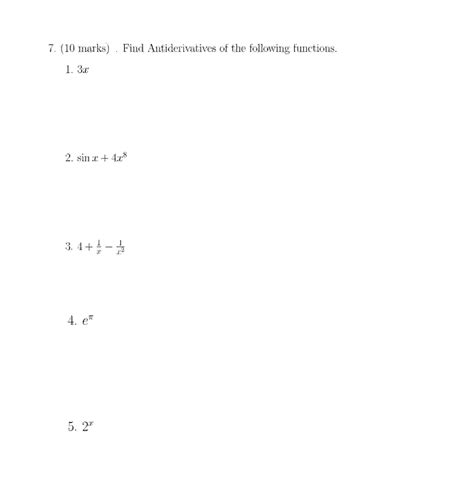 Solved Marks Find Antiderivatives Of The Following Chegg