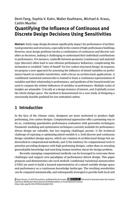 Pdf Quantifying The Influence Of Continuous And Discrete Design