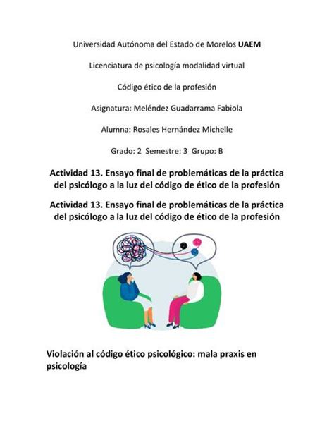 Problematicas De La Practica Del Psicologo A La Luz Del Codigo Etico De