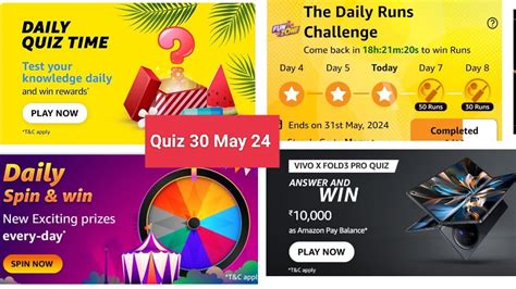 Daily Amazon Quiz Time Vivo X Fold Quiz Fz Runs Quiz 30 May 24 YouTube