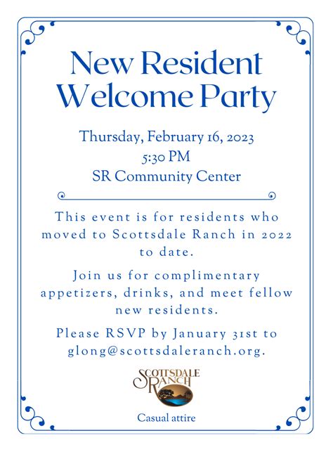 New Resident Welcome Party Scottsdale Ranch Community Association