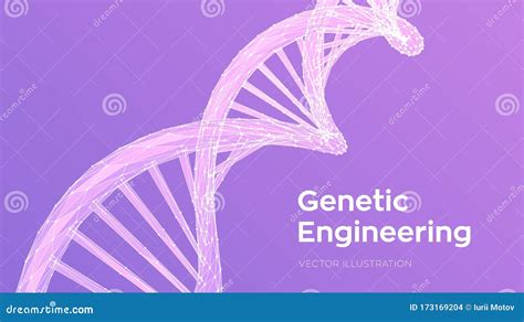 DNA Sequence Abstract 3d Polygonal Wireframe DNA Molecules Structure