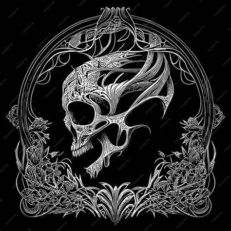 Premium Vector Skull Head Illustration Portrays A Strikingly Detailed And Intricate Image Of A