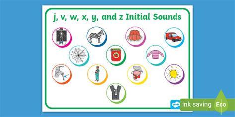 Eyfs J V W X Y Z Initial Sounds Activity Teacher Made