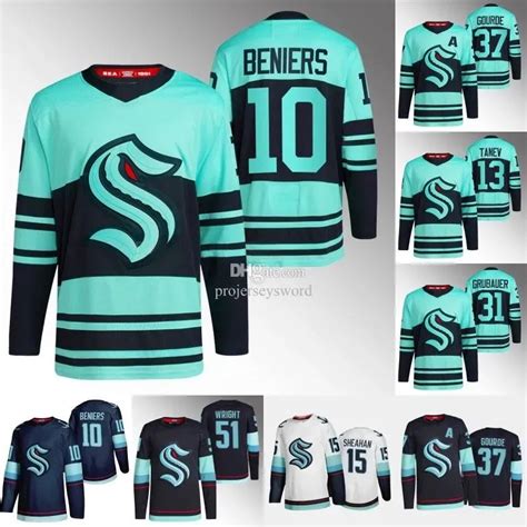 Custom Seattle Kraken Reverse Retro Jersey Beniers Bjorkstrand Gourde