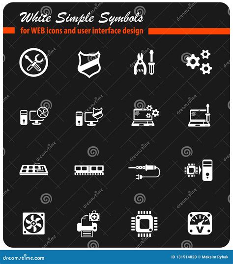 Computer Repair Icon Set Stock Vector Illustration Of Control 131514820