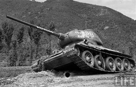 North Korean T-34/85 knocked out by Fox Company, 27th Infantry Regiment ...