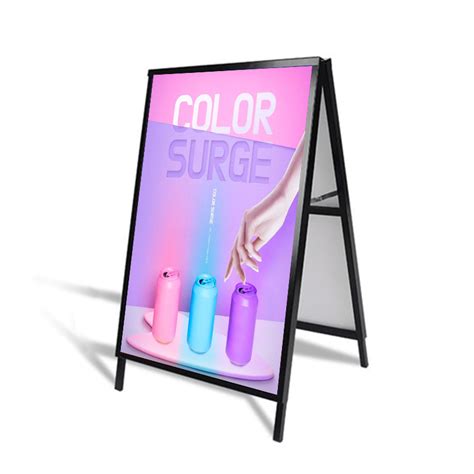 Outdoor Folding Advertising Display Poster Steel a Frame Sidewalk Sign Stand - Double Sided Iron ...