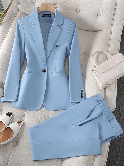 High Quality Office Ladies Pant Suit Khaki Blue Coffee Women Business Work Wear Blazer Jacket