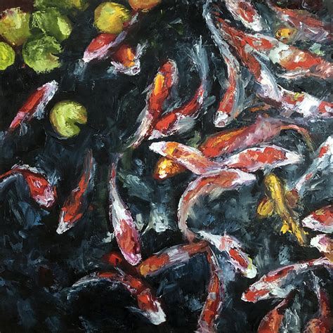 Koi fish painting original art Impasto carp painting Lake ho - Inspire ...