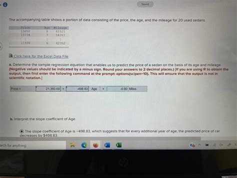 Solved The Accompanying Table Shows A Portion Of Data Chegg