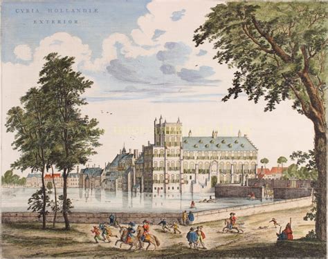 Antieke Gravure Binnenhof Den Haag Hofvijver E Eeuw Blaeu