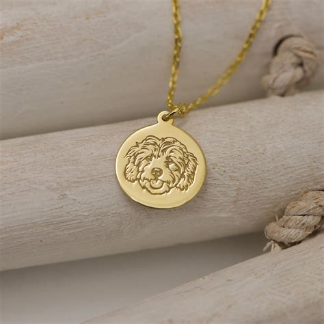 Personalized 14k Solid Gold Cavapoo Necklace Cute Dog Pendant Pet