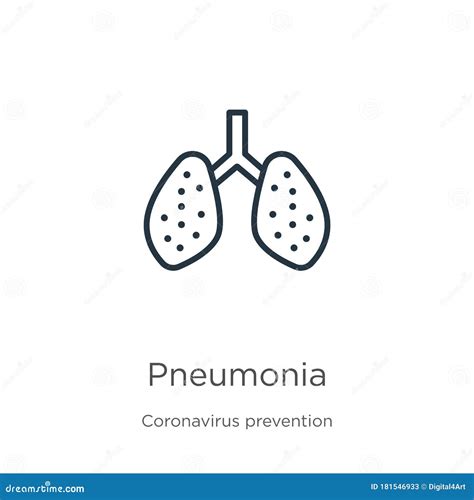 Pneumonia Icon Thin Linear Pneumonia Outline Icon Isolated On White