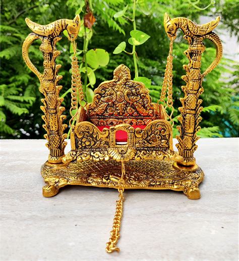 Decorative Krishna Swing Laddu Gopal Jhula Oxidized Swing For God Small