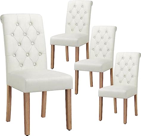 Yaheetech Dining Chairs Set Of 4 Upholstered High Back Soft Padded Seat Side Fabric Chairs For