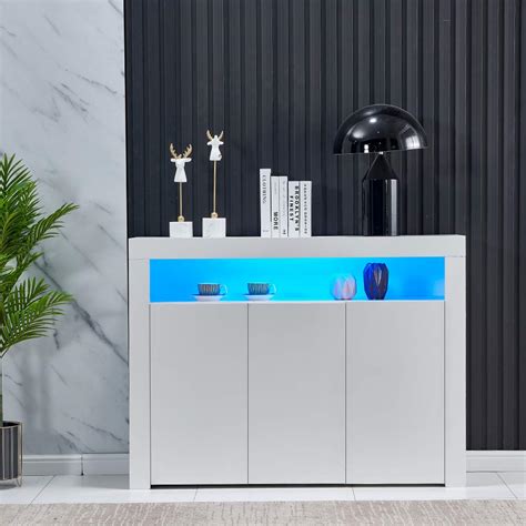 Buy Nozama White High Gloss Sideboard Cabinet Colored Led Cupboard