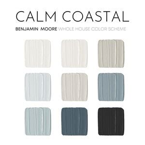 Calm Coastal Benjamin Moore Paint Palette Modern Neutral Etsy