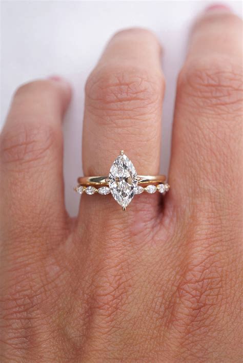 2 30 Ct Marquise Cut Moissanite Engagement Ring White Sapphire Diamond