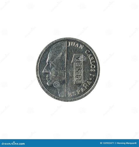 One Spanish Peseta Coin 1990 Isolated On White Background Stock Image - Image of sale, financial ...