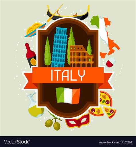 Italien Hintergrund Design Italienische Symbole Vektorbild