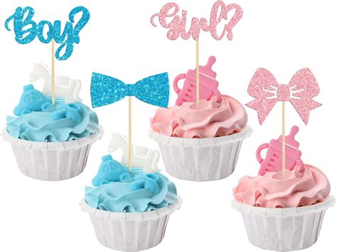 Amazon Gyufise Pcs Oh Baby Cupcake Toppers With Blue Pink