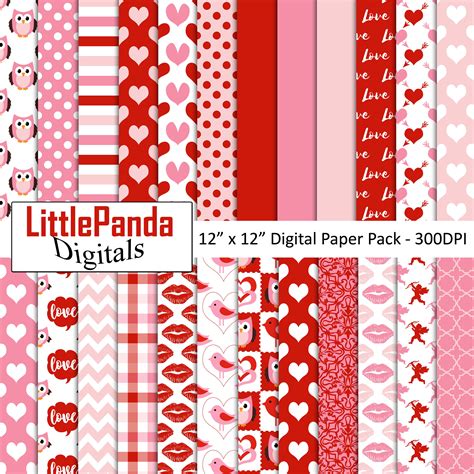 Valentine S Day Digital Paper Love Scrapbook Paper Etsy