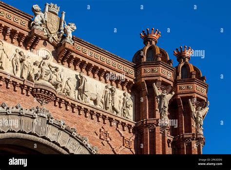 Detail Of Arc De Triomf Triumphal Arch In Passeig Lluis Companys