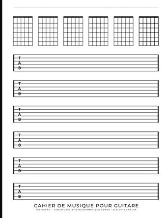 Cahier De Musique Pour Guitare Grand Format Avec Tablatures Et