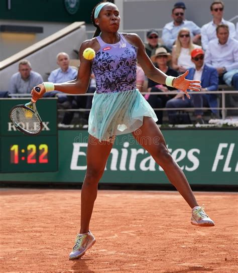 Professional Tennis Player Coco Gauff Of United States In Action During