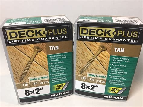 Hillman Deck Plus 8 X 2” Tan Wood And Fence Deck Screws 2 1lb Boxes T25