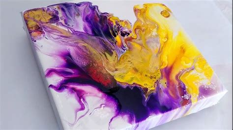 Simple Violet And Yellow Dutch Pour Acrylic Fluid Pouring