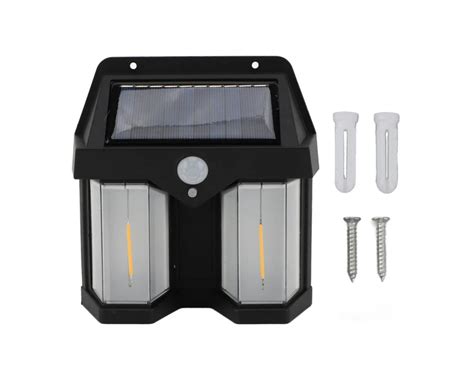 Outdoor Wall Lamp Square 2 Lamps Motion Sensing 3 Modes Solar Powered