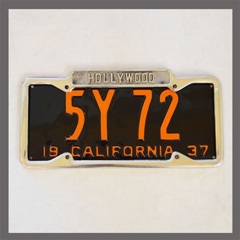 Hollywood California Polished License Plate Frame For Sale