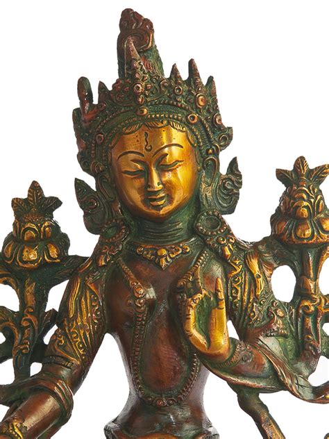 8 Tibetan Buddhist Deity Savior Green Tara Statue In Brass Handmade